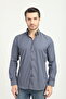 Regularfit Navy Blue Striped Men's Shirt Stretch Fabric Stretch Fabric Collar with Button at the Bottom Ar0720711-07