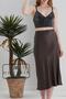 Verev Viscose Satin Fabric Bitter Brown Midi Length Skirt - 4