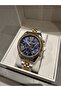 New Yellow Bi̇color Navy Blue Dial Function Calendar Men's Wristwatch 3 Atm Water Resistant - 3