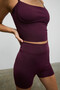 Shavonte Women's Stretchy and Soft-Textured Underbust Sports Bustier with Piped Pads in Burgundy - 5