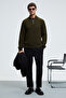 Bernardo men's half-zip stand collar knitwear khaki sweater - 3