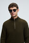 Bernardo men's half-zip stand collar knitwear khaki sweater - 5