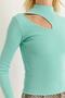 Woman's Corded Fabric windowed fisherman collar blouse blue - 5