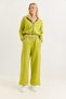 Women's Elastic Waist and Legs Crop Sweat Tracksuit Set Black - 2