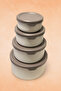 Set of 4 Round Storage Containers Striped Beige | 2.5 L 1.5 L 0.80 L 0.45 L | Microwave and Freezer Compatible