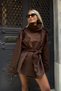 Zr Model Suede Leather Jacket with Epaulet Detail and Mock Neck Belts - 4