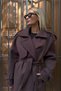 Epaulette and Piece Detail Lined Premium Quality Relaxed Fit Belted Women’s Melton Coat Jacket - 3