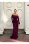 Fkuro Glittery Stretch Fabric Front Double Flounce Evening Dress Light Purple 583112