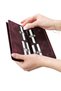 Golden Genuine Leather Wallet with Phone Compartment Purple - 5