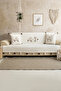 Peony Ecru Embroidered Tasseled Washed 170x210 cm Sofa Cover Set (Includes 2 Cushion Covers 45x45 cm) - 2