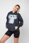 Silhouette Boobs V2 Printed Oversize Unisex Washable Black Hoodie - 5