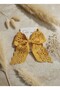 Handmade Scalloped Mustard Yellow Bowknot Brooch, Special Design Brooch, Henna Wedding Invitation Prom Brooch