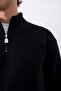 Men's Black Zippered Oversize Sweatshirt - 4