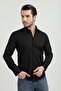 Slimfit Black Men's Shirt Cotton Polyester with a Slim Fit Structure As09K506A-4006 - 4