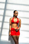 Sunkiss-V Red Women's Sports Bra Triangle - Padded, Push-Up Effect and Drawstring Back Detail - 3