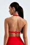 Sunkiss-V Red Women's Sports Bra Triangle - Padded, Push-Up Effect and Drawstring Back Detail - 2