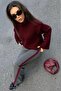 Burgundy Women's High Top Knitwear Sweater Mg2255 - 5