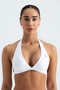 Sunkiss-V White Women's Sports Bra Triangle - Padded, Push-Up Effect and Drawstring Back Detail