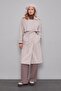 Stone Midi Size Belted Leather Trench Coat