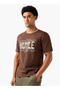 Men Regular Fit Crew Neck Short Sleeves Slogan Print T-shirt