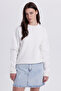 Women's Oversized wide cut cotton crew neck ecru sweatshirt - 2