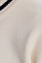 Women's Oversize Wide Cut Crew Neck Striped White Sweater - 6