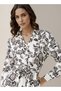 Knee Length Shirt Belted Dress with Floral Print - 4