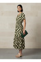 Printed Tiered Women Dress with Short Sleeves - 2