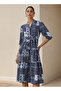 A-line Midi Viscose Dress with Tie-Up Belt