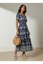 Paisley Print Tiered Women Dress with Short Sleeves - 2