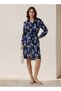 Knee Length Shirt Belted Dress with Floral Print - 2