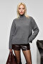 Joyita Women's Turtleneck Oversize Knitwear Anthracite Sweater - 2