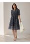 Floral Print Midi Women Dress with Pintuck Detail Viscose - 2
