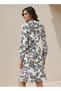 Knee Length Shirt Belted Dress with Floral Print - 3