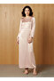 Maxi Satin Evening Dress with Back Slit Detail