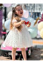 Children's White Star Patterned Special Day Stylish Tulle Dress - 5