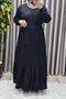Women's Hijab Clothing Plus Size Plain Ruffle Dress - 2