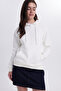 Women's Relax Fit Comfortable Cut Cotton Hooded Kangaroo Pocket Ecru Sweatshirt - 5