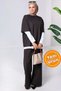 Women's 3-Piece Set ♦   Scuba Fabric ♦   Black ♦   High Waist Wide Leg Pants with Pockets ♦   Casual Stylish Outfit - 4