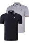 DOUBLE SET T8594 DEWBERRY MEN'S T-SHIRT-BLACK-GRAY