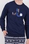 Be Wild Navy Blue Men's Long Sleeve Pajama Set - 3
