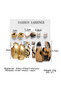 Leolove 6-Pair Gold Leopard Gold Hoop Acrylic and Gold Multiple Earrings Set with Pearls - 3