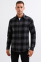 Men's Lumberjack Shirt Slim Fit Slim Fit Black and White Plaid Long Sleeve