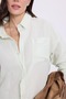 Women's Oversize Wide Cut 100% Cotton Muslin Fabric Long Sleeve Pocketed Textured Light Mint Shirt - 4