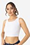 Women's Cotton Ribbed Halter Neck Thick Strap Crop White Black 2 Pack - 3