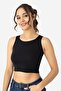 Women's Cotton Camisole Halter Neckline Thick Strap Crop White Black Gray 3 Pack - 3