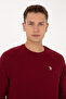 Men's Regular Fit Crew Neck Burgundy Slim Basic Sweatshirt 50313752-Vr014 - 4