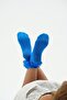 M'Tutu Women's Blue Lace Non-Slip Sole Pilates Yoga and Exercise Socks - 8