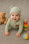 Organic Cotton 3-Piece Ribbed Fabric Baby Girl and Boy Children's Top and Bottom Pajama Set - 2