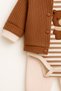 Baby Boy Newborn 0-3-6-9 Months Striped Teddy Bear Printed Long Sleeve Body 3-Piece Stylish Set - 6